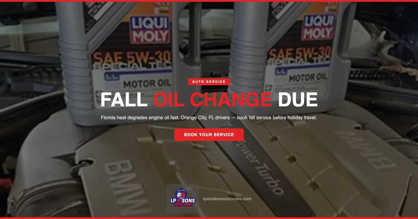 oil change Orange City FL - LP & Sons Auto Care